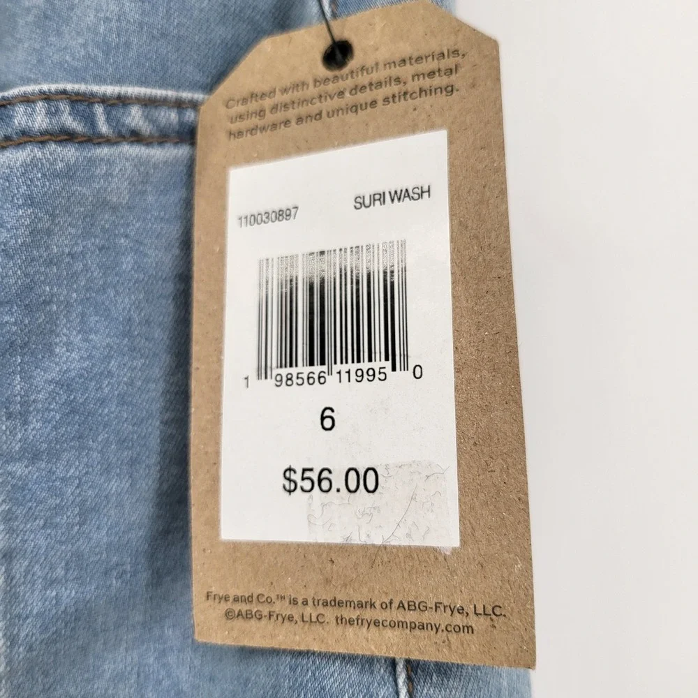 FRYE AND‎ CO. Women's Denim Midi Jean Skirt Blue Size 6 Button Fly Tie Waist New
